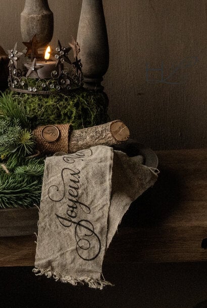 Authentic Shabby Linen Christmas Ribbon – Choice of 3 Texts