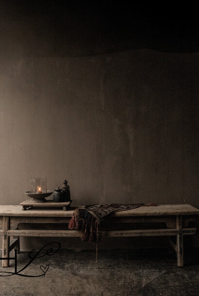 Antike Holzbank / schmaler Couchtisch / Fernsehschrank