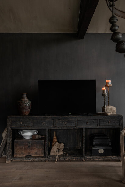 Oude Authentieke Zwart/Bruin  Dressoir