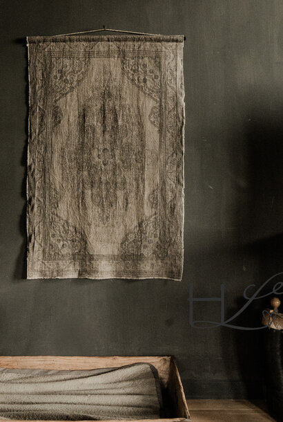 Shabby linnen wandhanger Kelim bruin