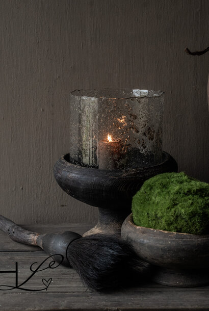 antique wooden bowl on foot India
