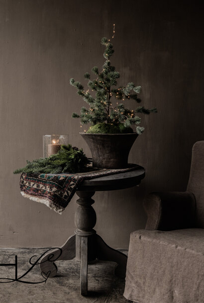 Stoer oud houten  Wijntafel /Ronde tafel   HOFFZ