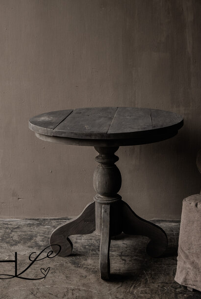 Sturdy old wooden wine table / round table HOFFZ