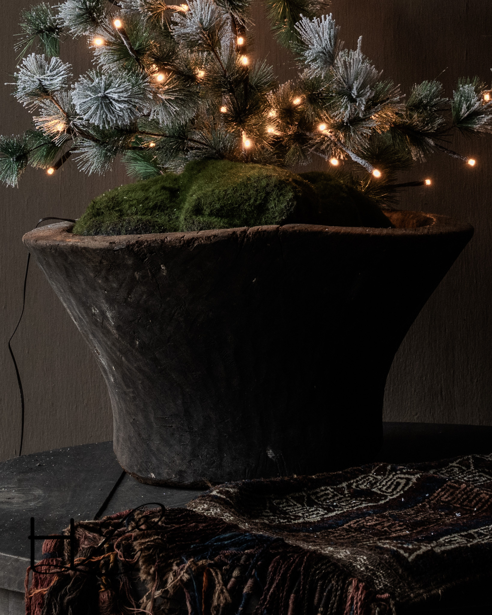 Stoere Oude Houten Vijzel / Pot – HOFFZ-2