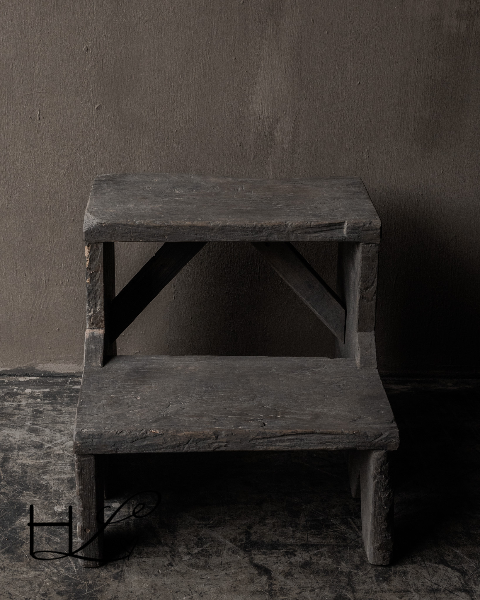 Authentiek Houten Kruk / Trapje Davi – HOFFZ-3