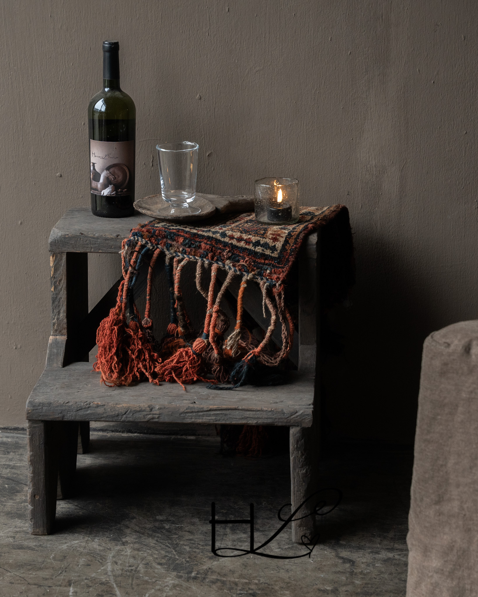 Authentiek Houten Kruk / Trapje Davi – HOFFZ-1