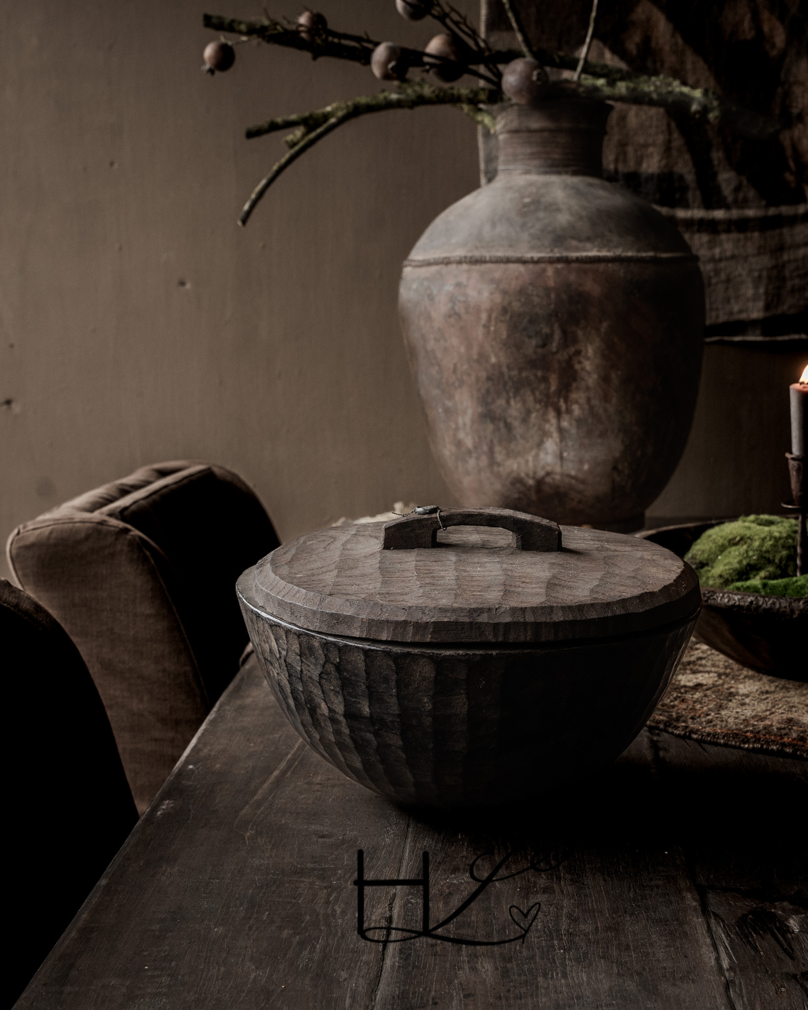 Old Authentic Wooden HOFFZ Bowl with Lid-1