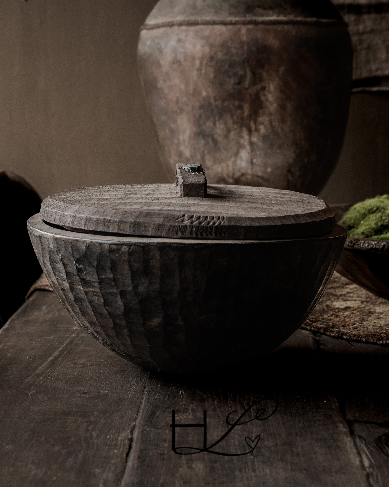 Old Authentic Wooden HOFFZ Bowl with Lid-4