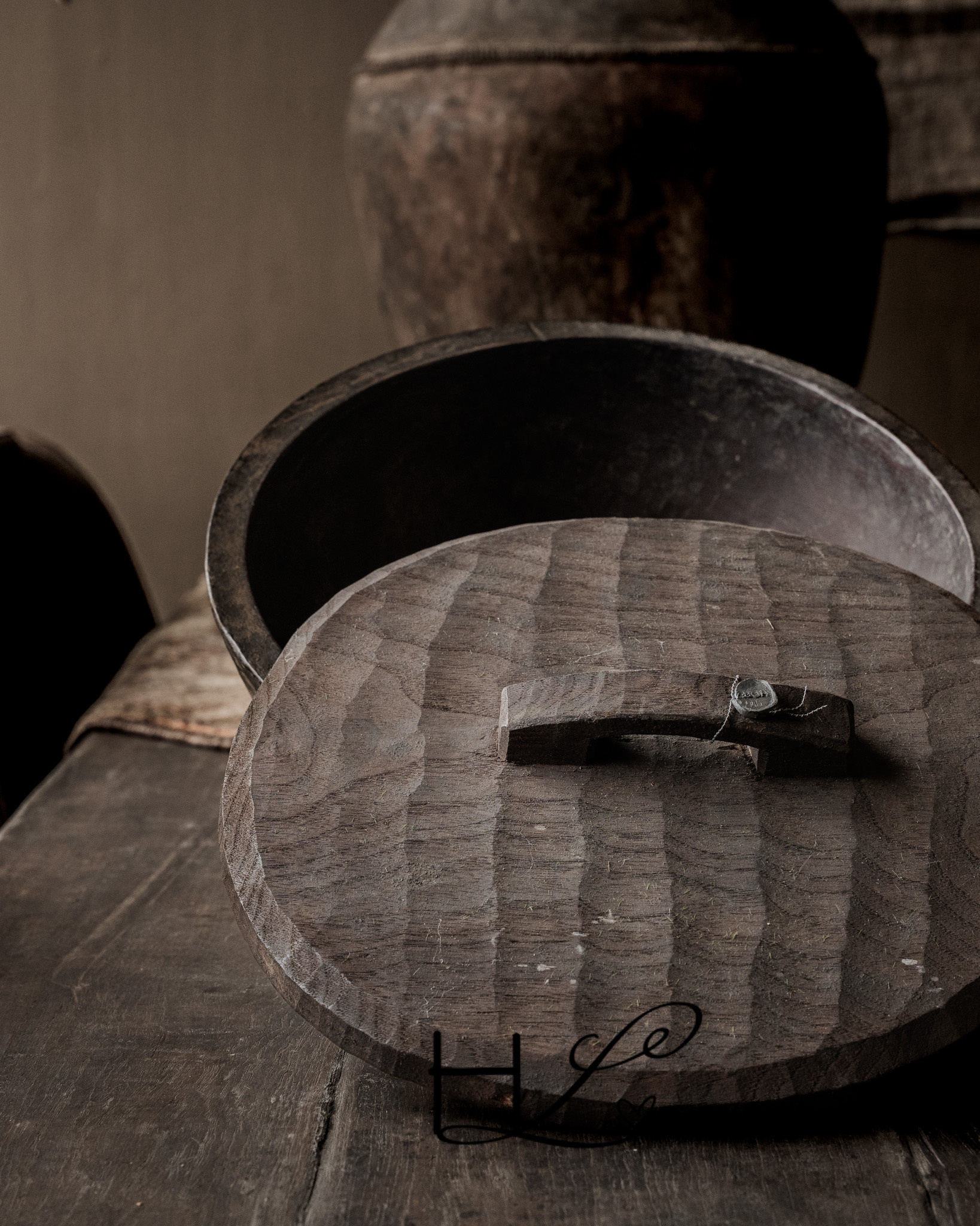 Old Authentic Wooden HOFFZ Bowl with Lid-5