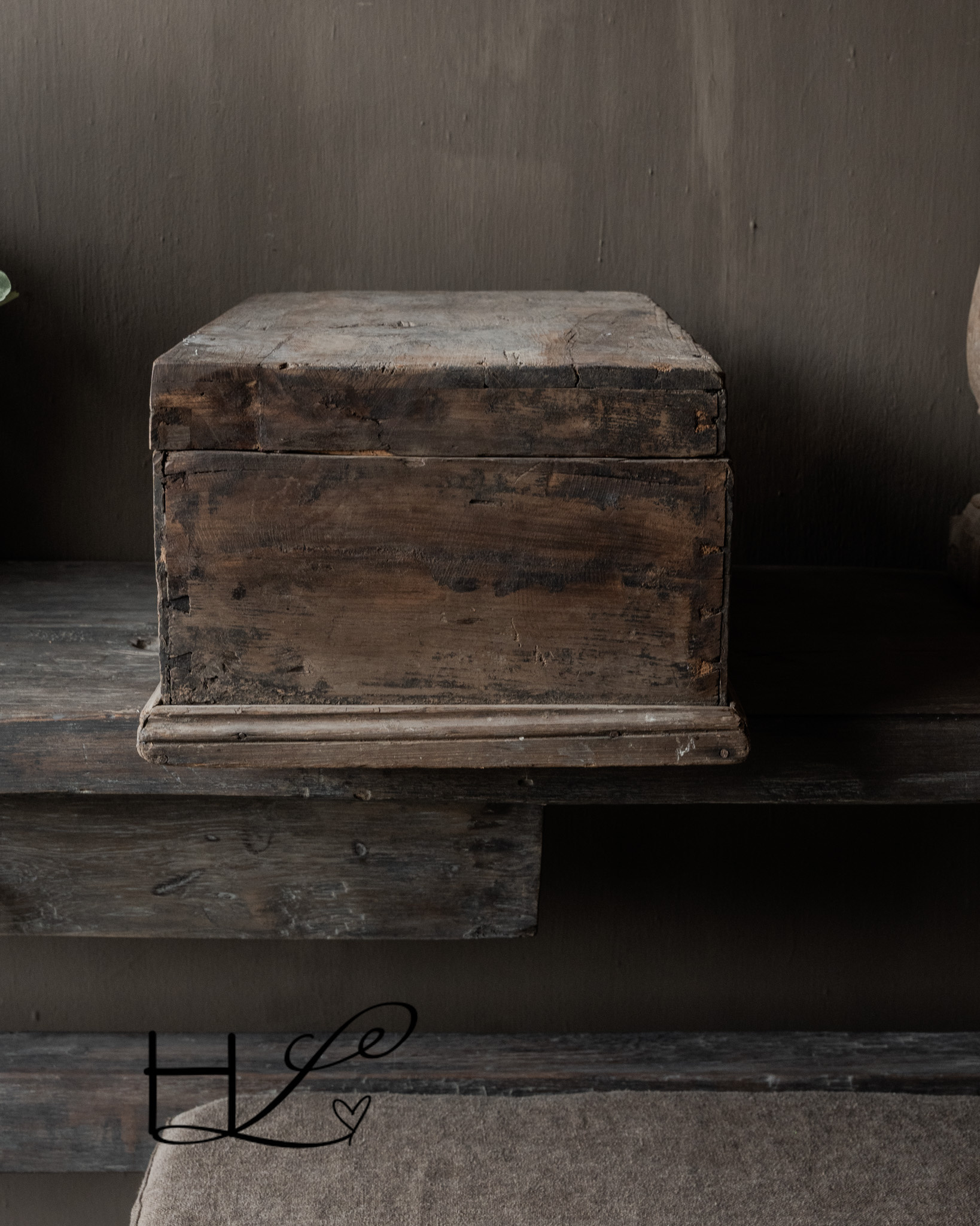 Uniek Oud Authentieke houten kistje HOFFZ-6
