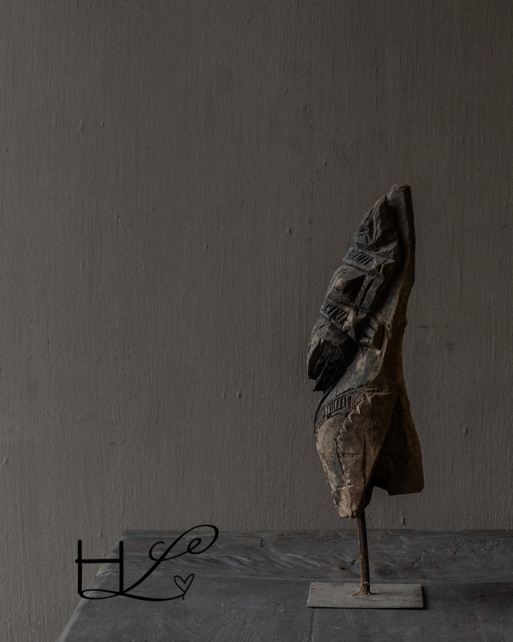 Vintage handmade old wooden horse on tripod-3