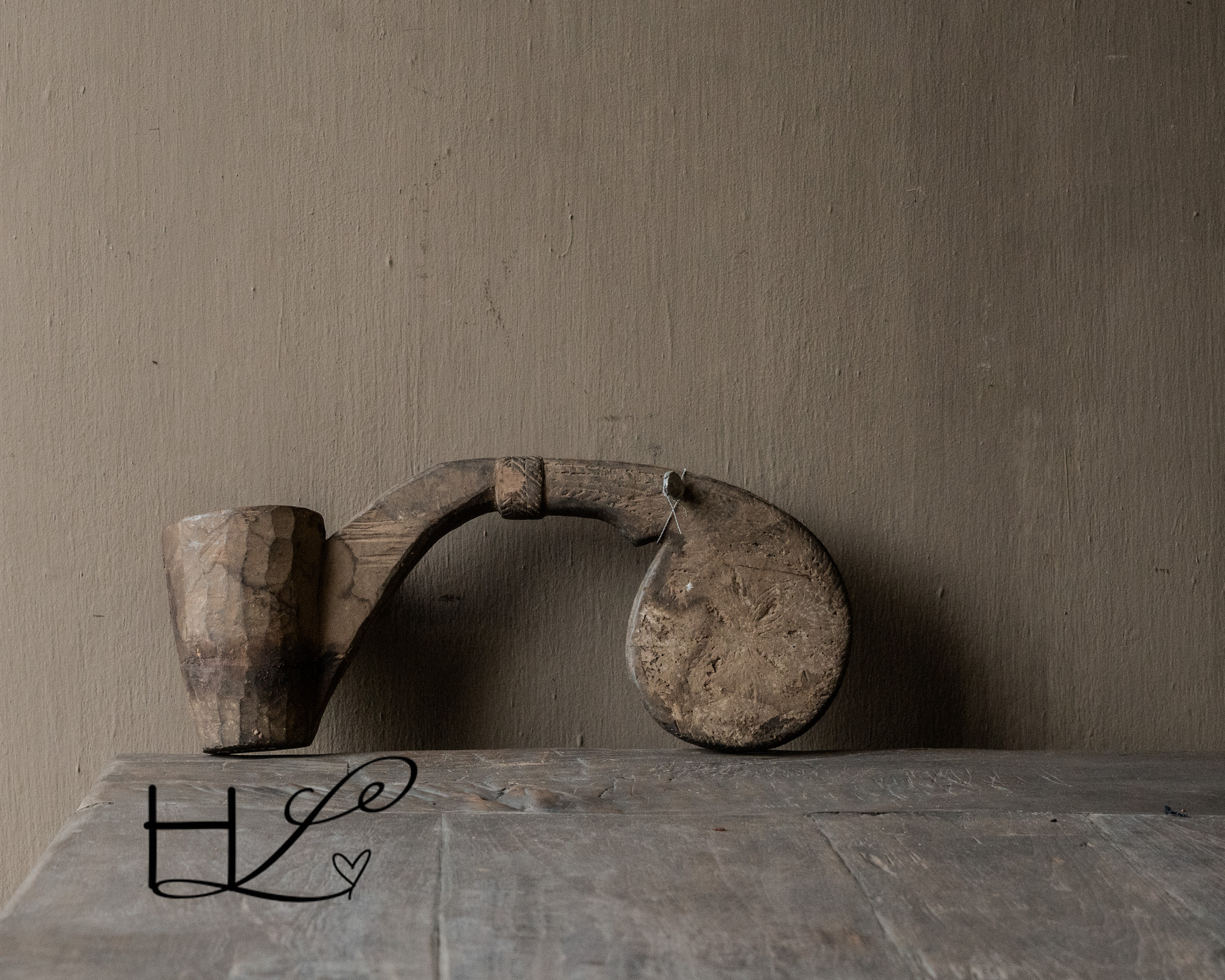 Unieke Authentieke Nepalese Houten Mortar Stamper-1