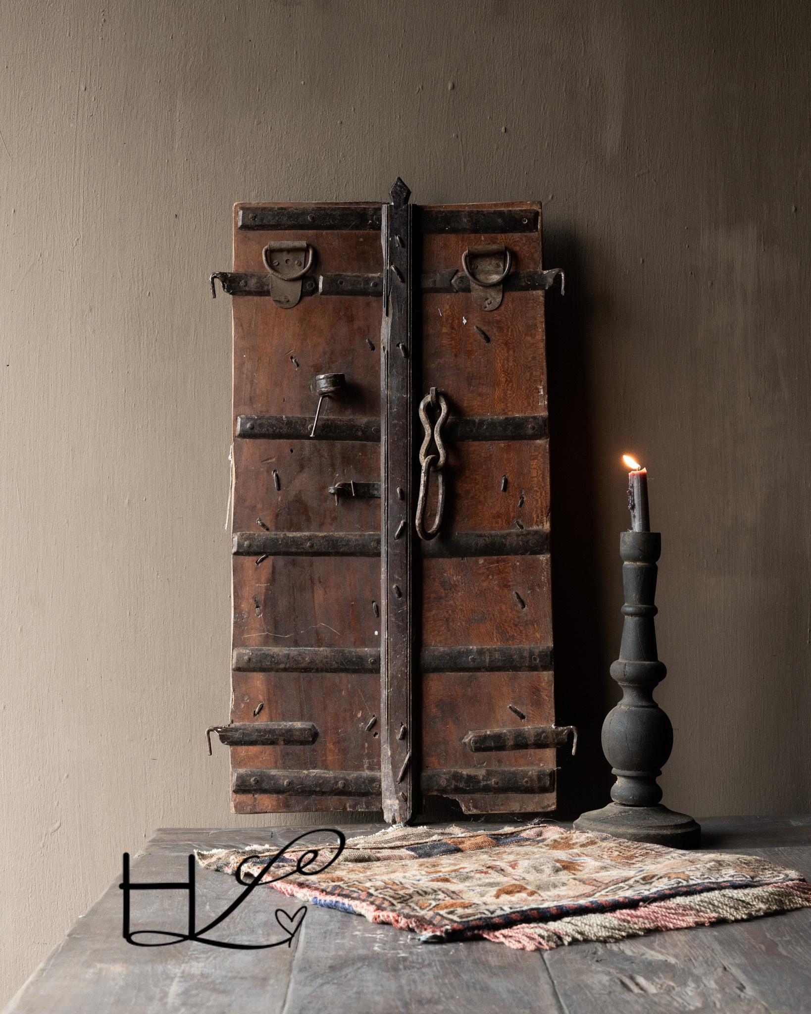 Einzigartiger, authentischer, alter indischer Holzladen-3