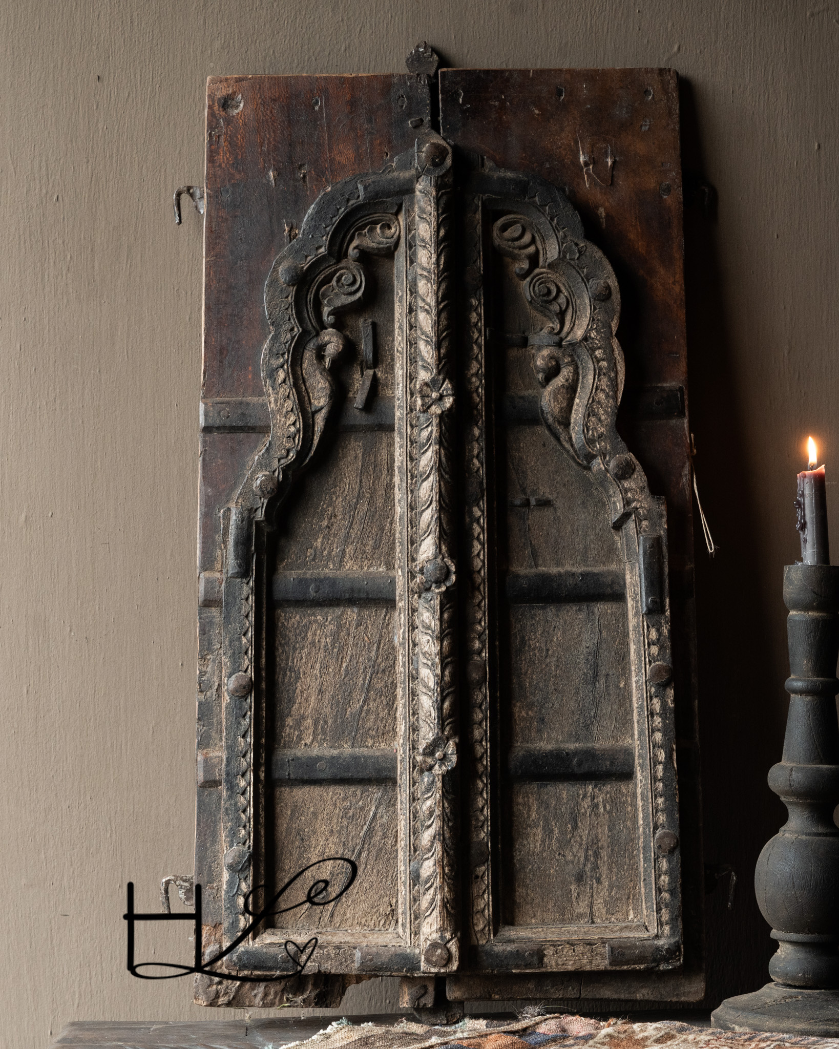 Einzigartiger, authentischer, alter indischer Holzladen-4