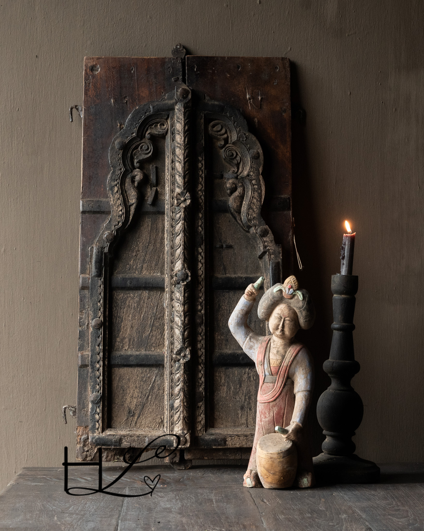 Einzigartiger, authentischer, alter indischer Holzladen-5