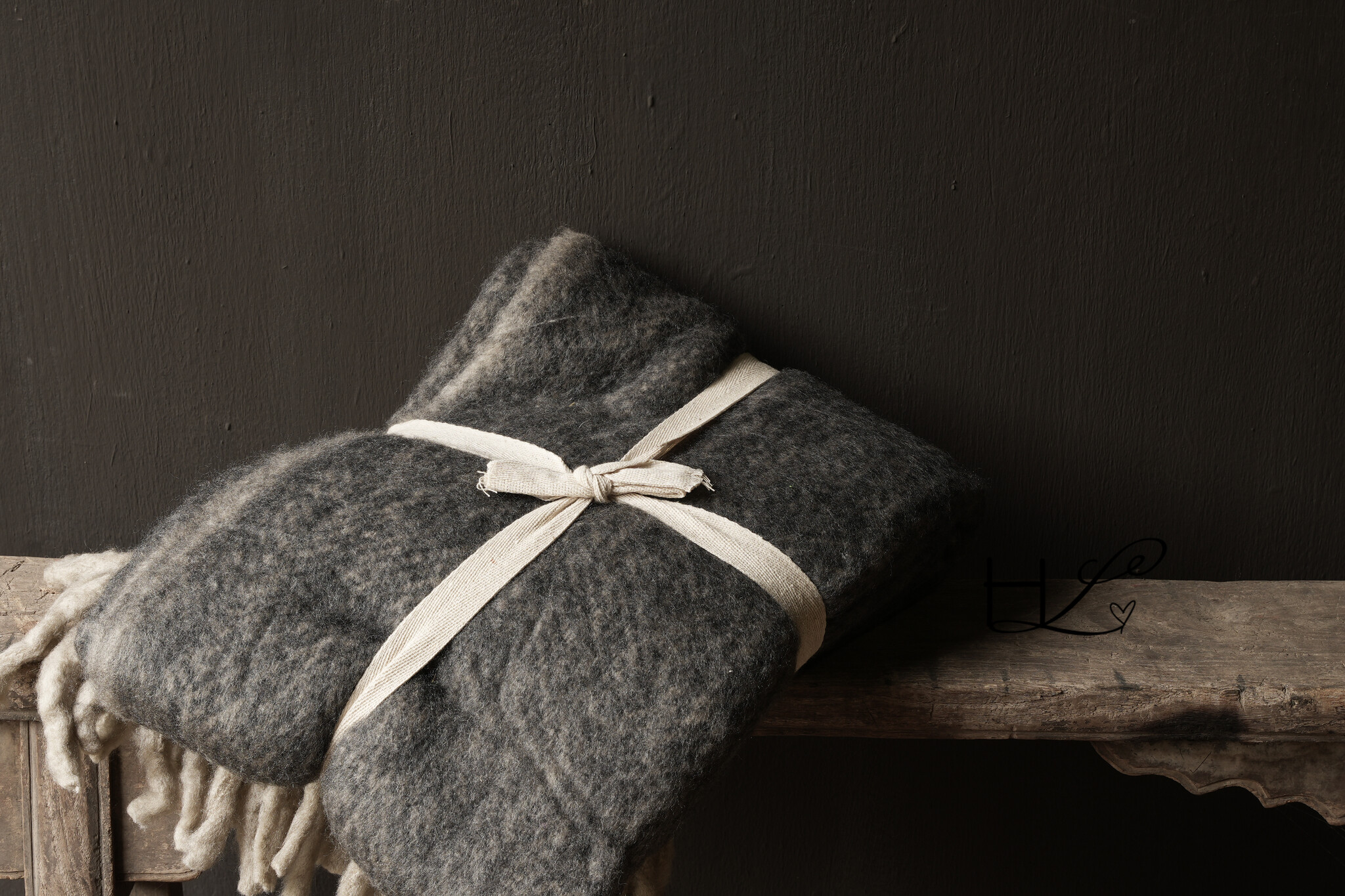 Deken/ Plaid naturel /Grijs-7