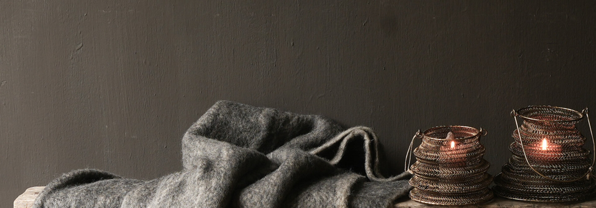 Deken/ Plaid naturel /Grijs