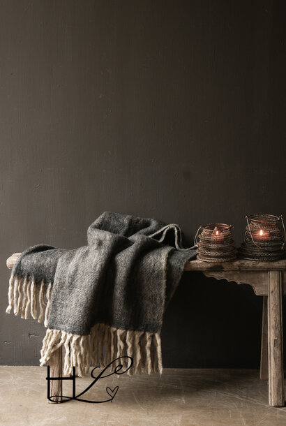 Deken/ Plaid naturel /Grijs