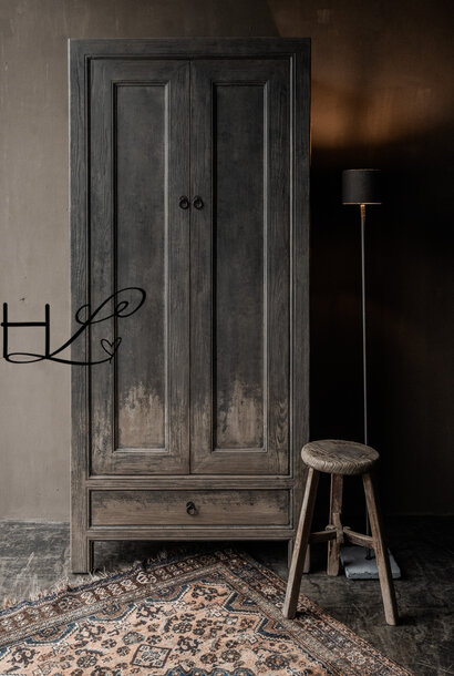 Beautiful, sturdy, rural, old wooden two-door cabinet Luksa