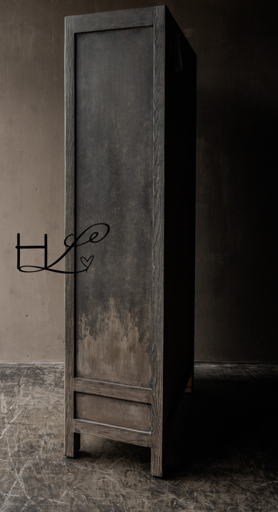 Beautiful, sturdy, rural, old wooden two-door cabinet Luksa-7