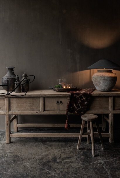 Oud Antiek Wabi Sabi Houten doorleefd Sidetable/Muurtafel