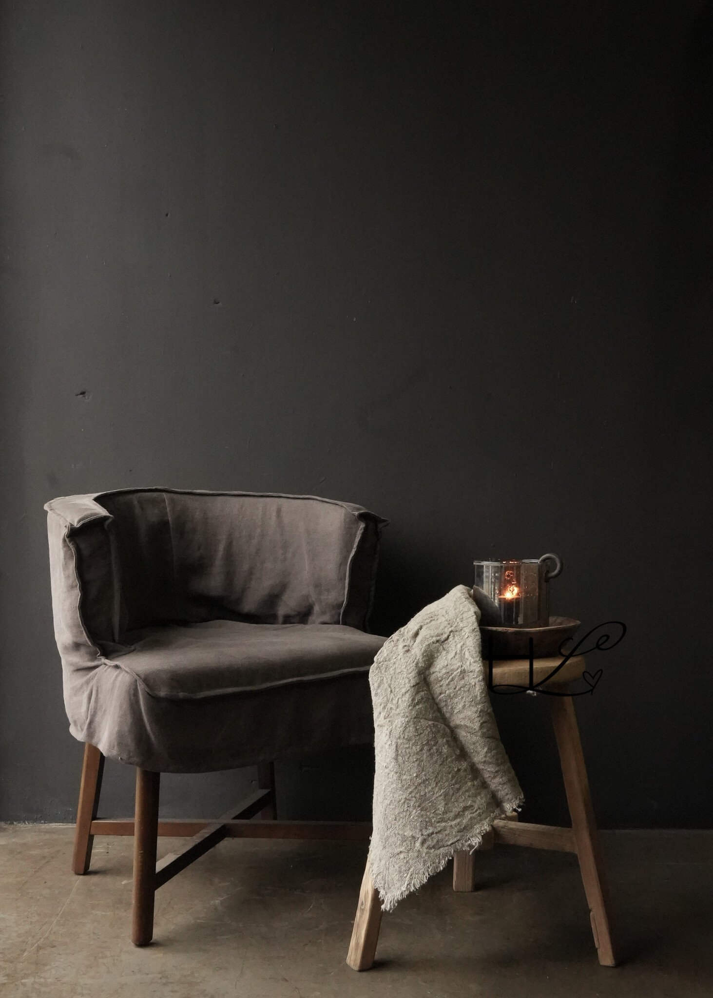 Alter runder Hocker aus Ulmenholz-7