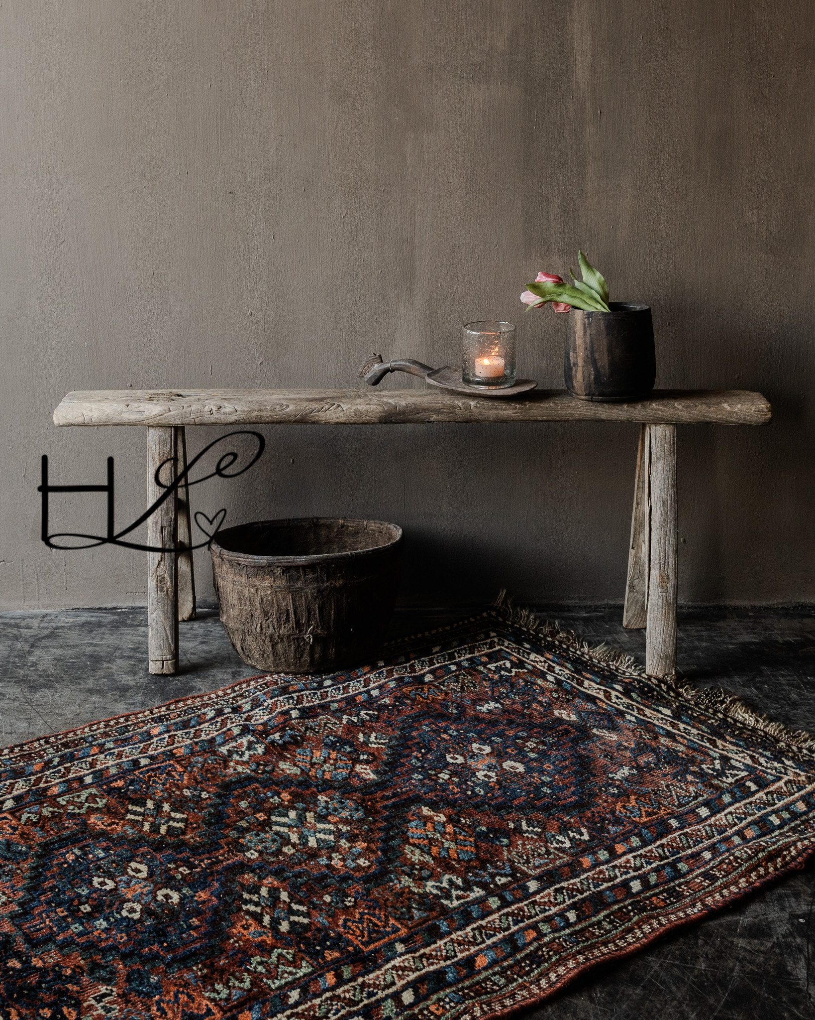 Authentic Chinese elmwood wooden bench-2