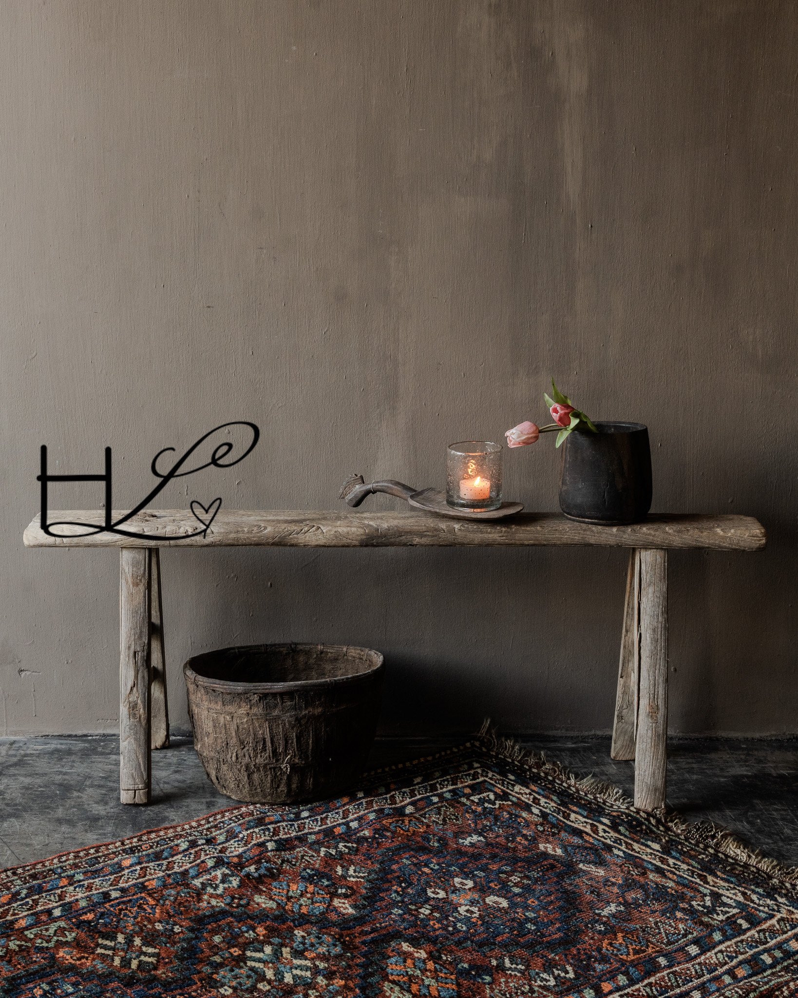 Authentic Chinese elmwood wooden bench-1