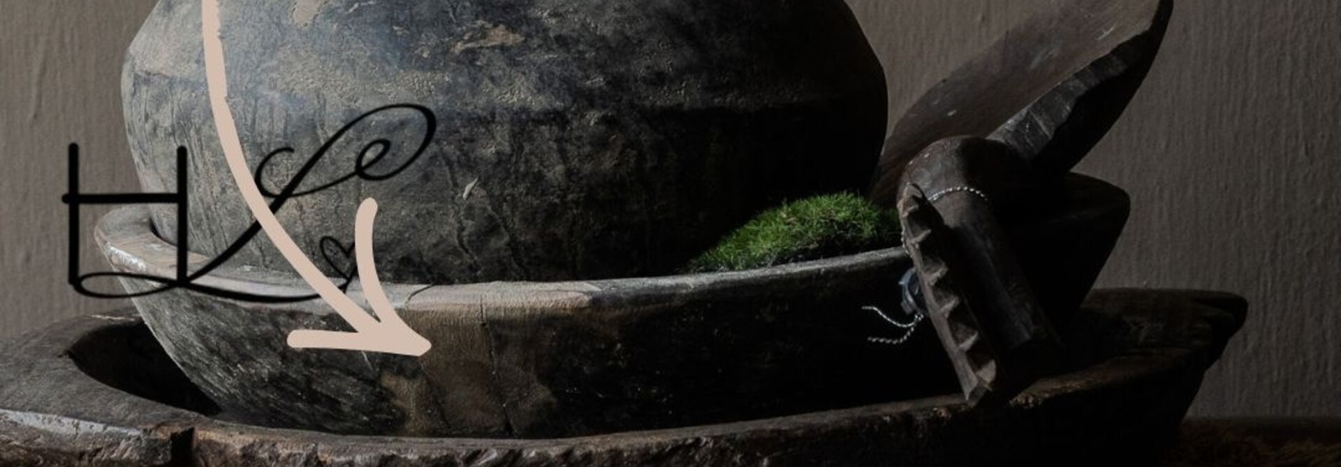 Small authentic wooden wabi-sabi bowl