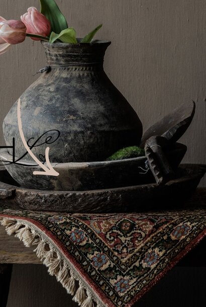 Small authentic wooden wabi-sabi bowl