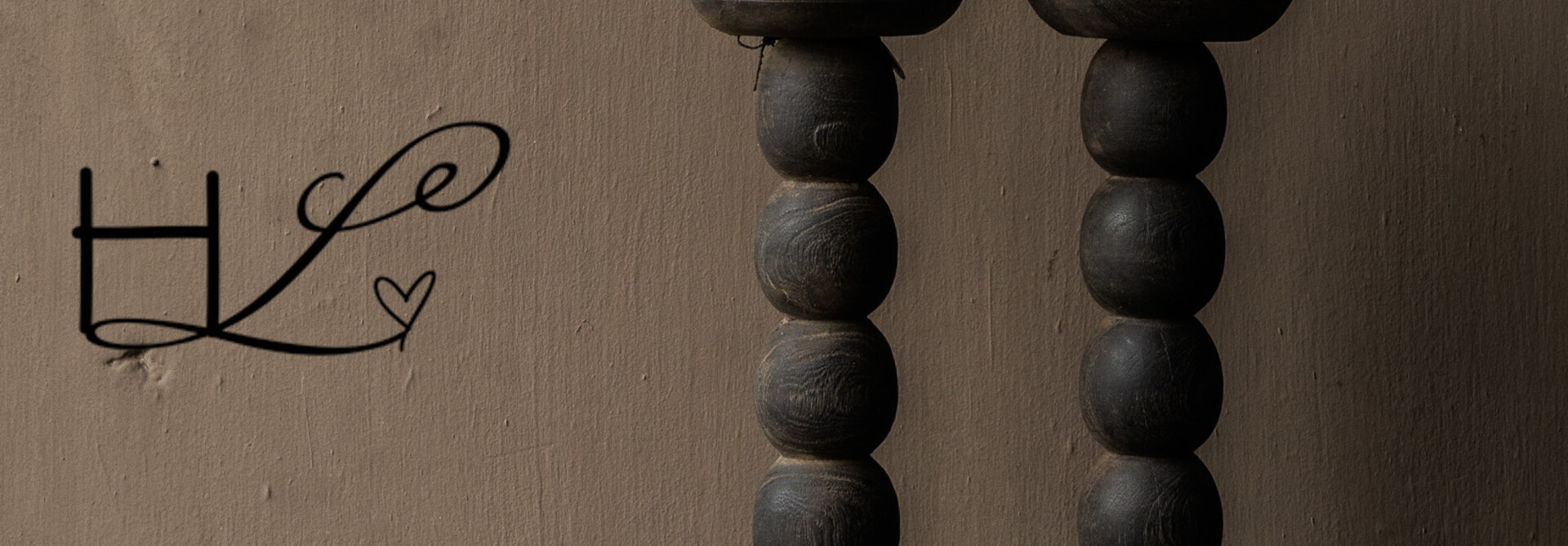 Sturdy old weathered rustic wooden candlestick