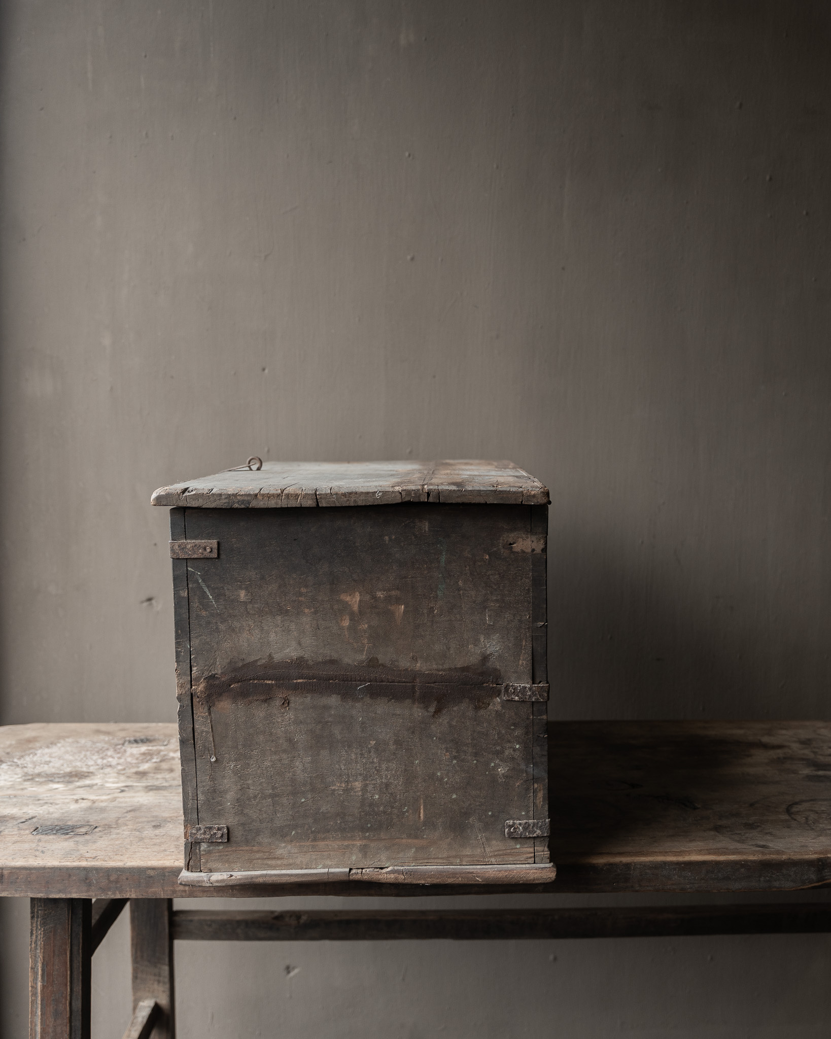 Oude Antieke Authentieke houten kist HOFFZ-3