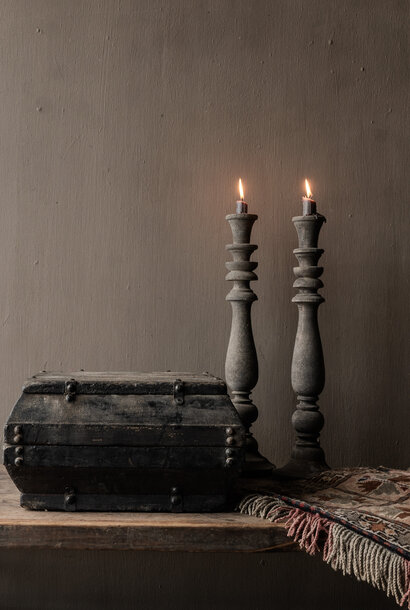 Originele Nepalese Houten Kistje – Zwart /bruine Patina