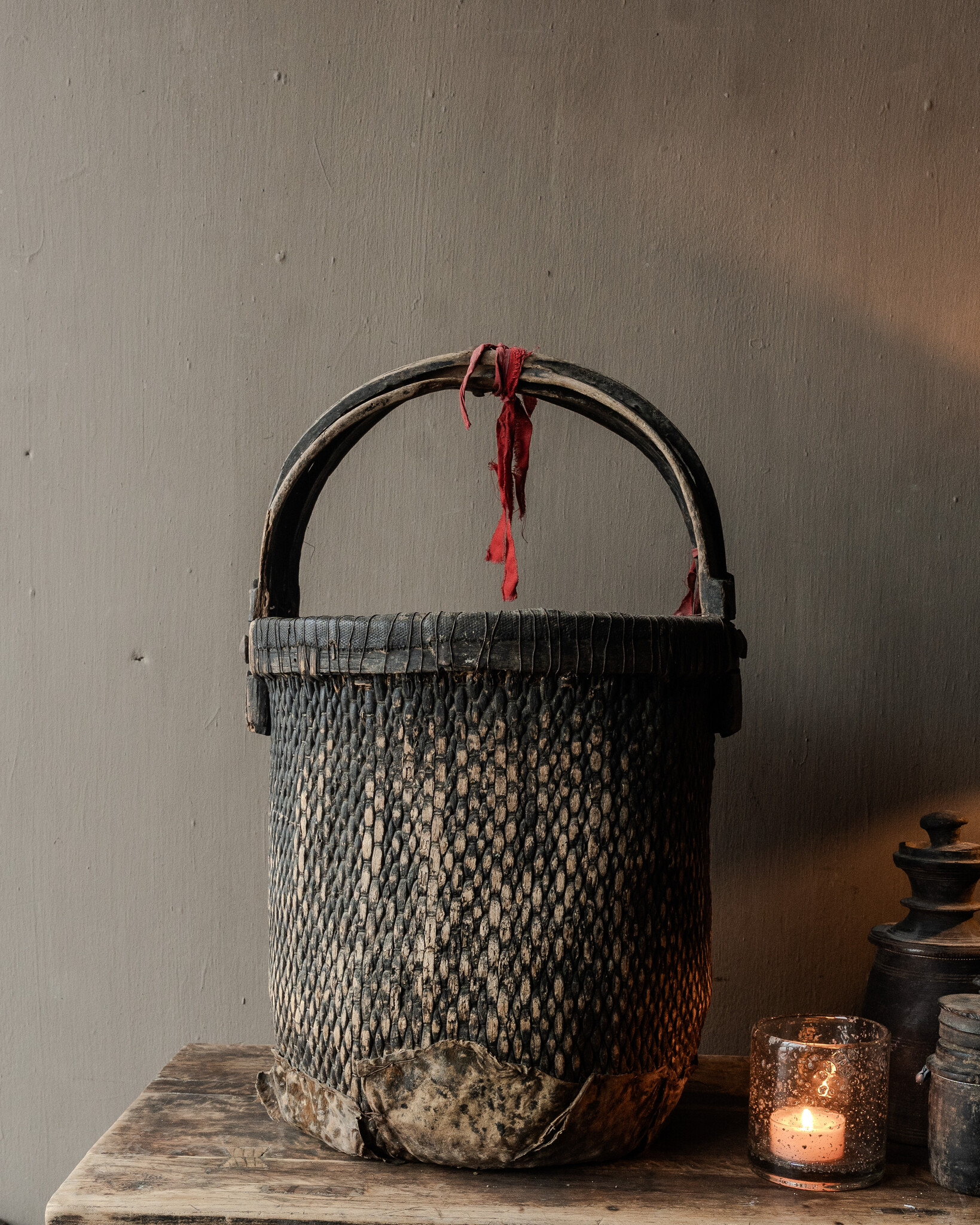 Oude Authentieke Wicker mand-2