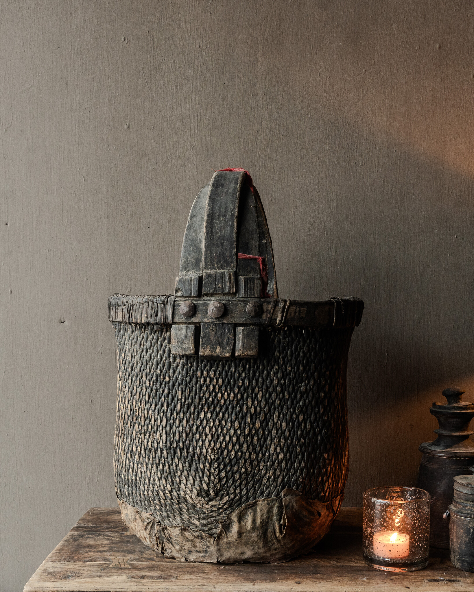 Oude Authentieke Wicker mand-4