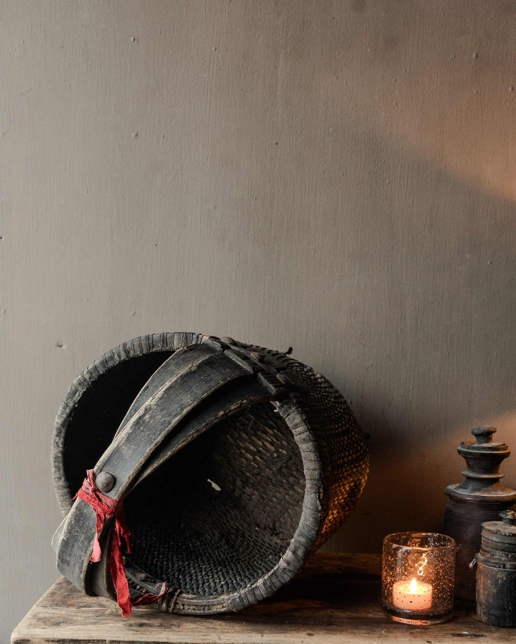 Oude Authentieke Wicker mand-6