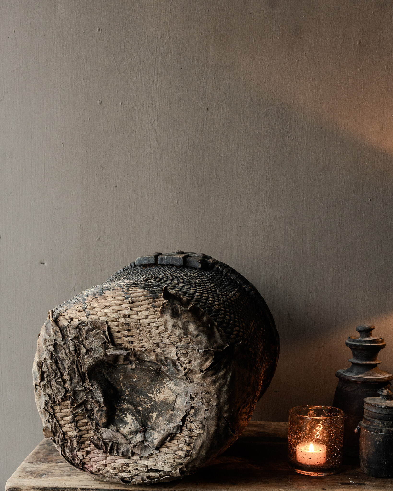 Oude Authentieke Wicker mand-7