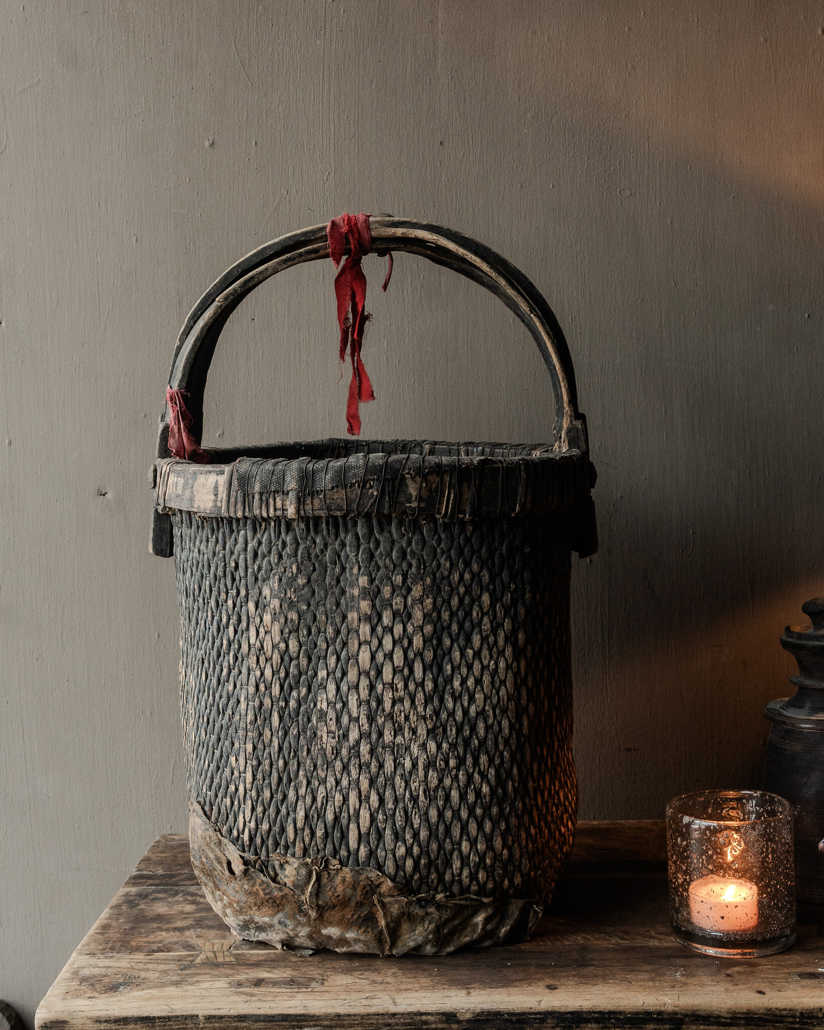 Oude Authentieke Wicker mand-8