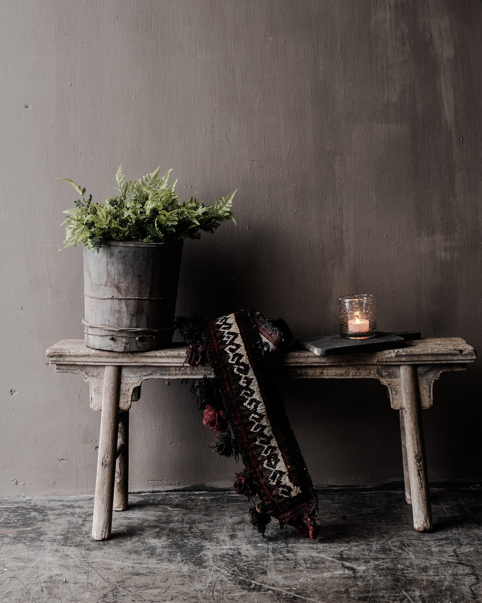 Authentic Chinese elmwood wooden bench-3