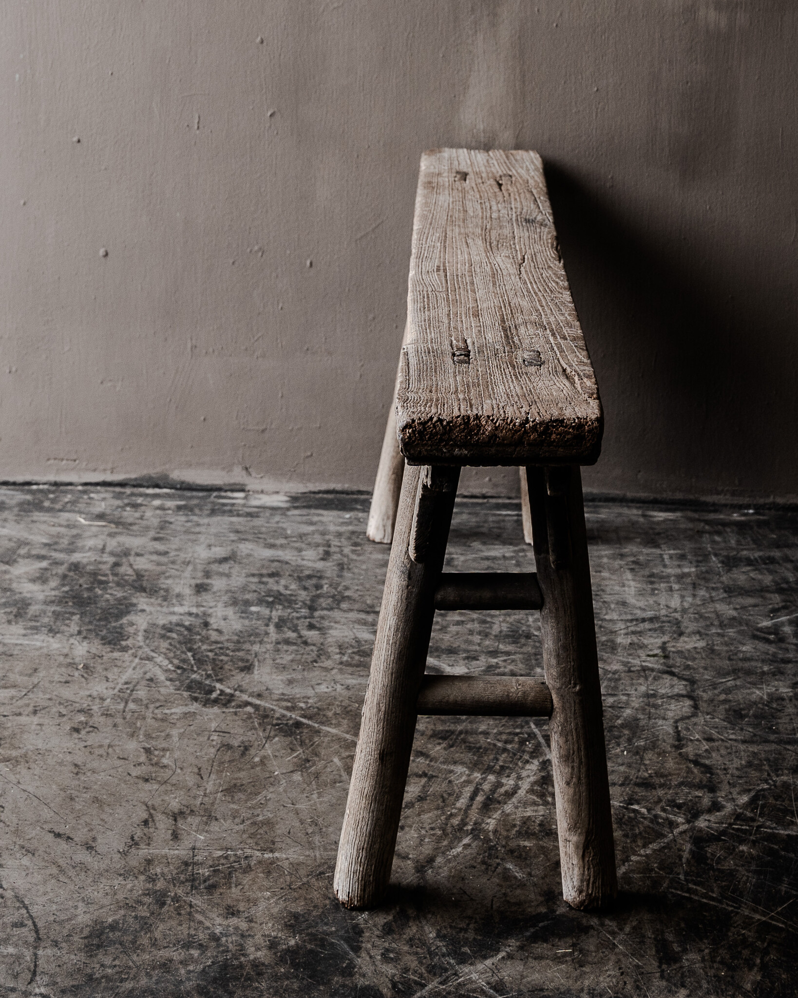 Authentic Chinese elmwood wooden bench-5