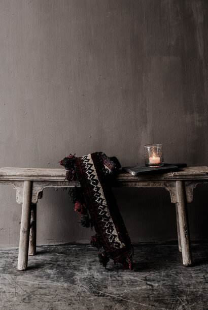 Authentiek   chinees elmwood  houten bankje