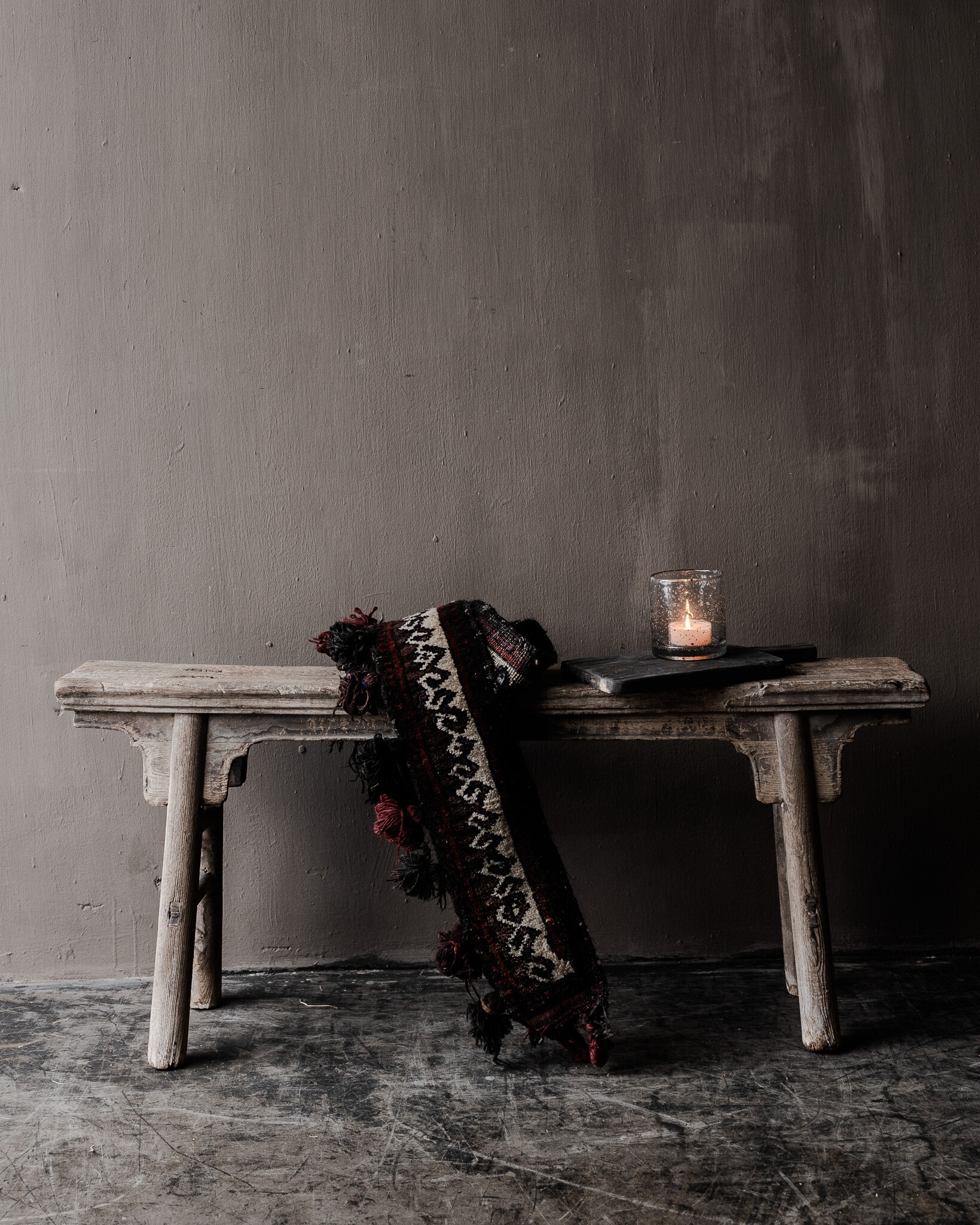 Authentic Chinese elmwood wooden bench-1