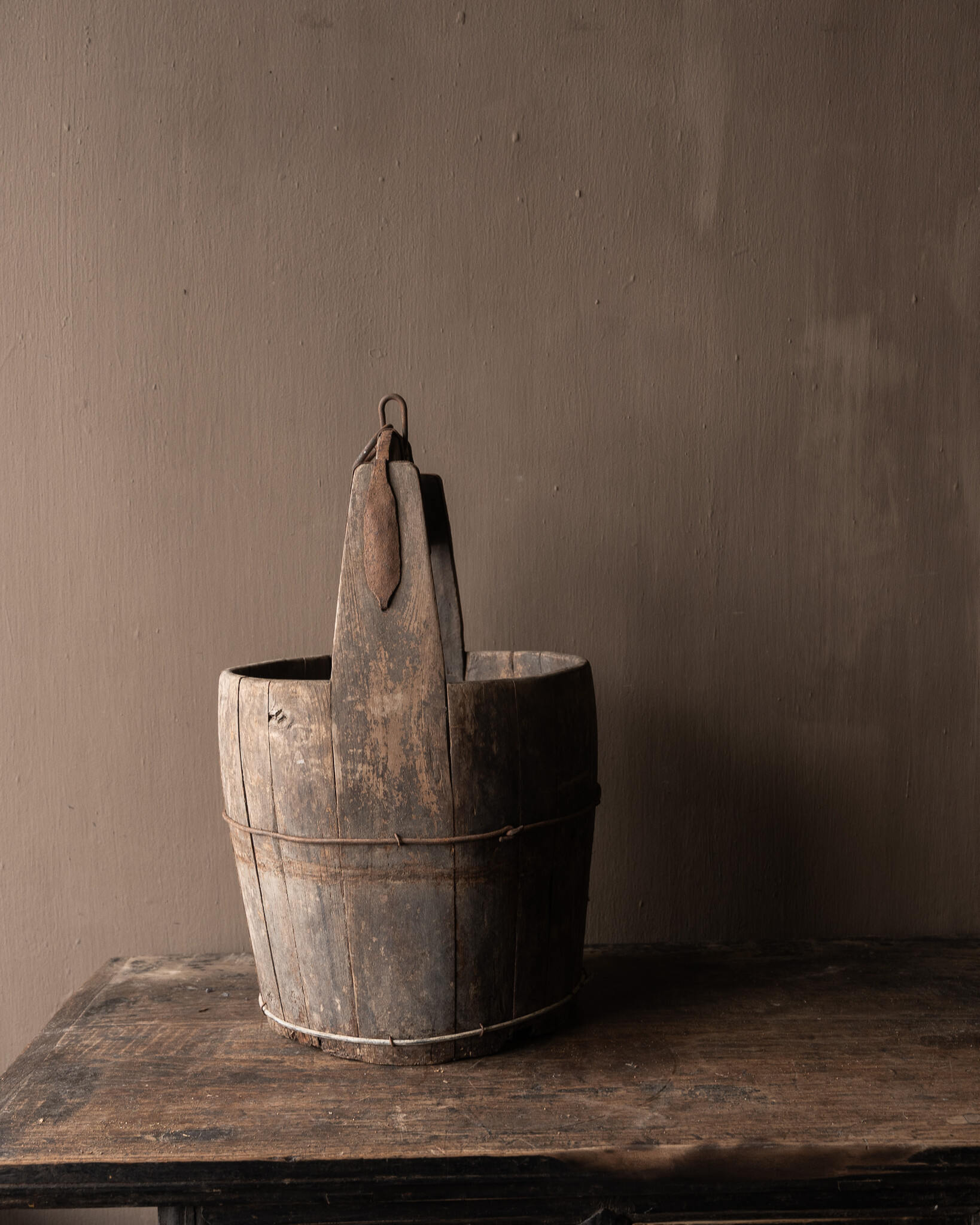 Authentieke oude houten emmer-4