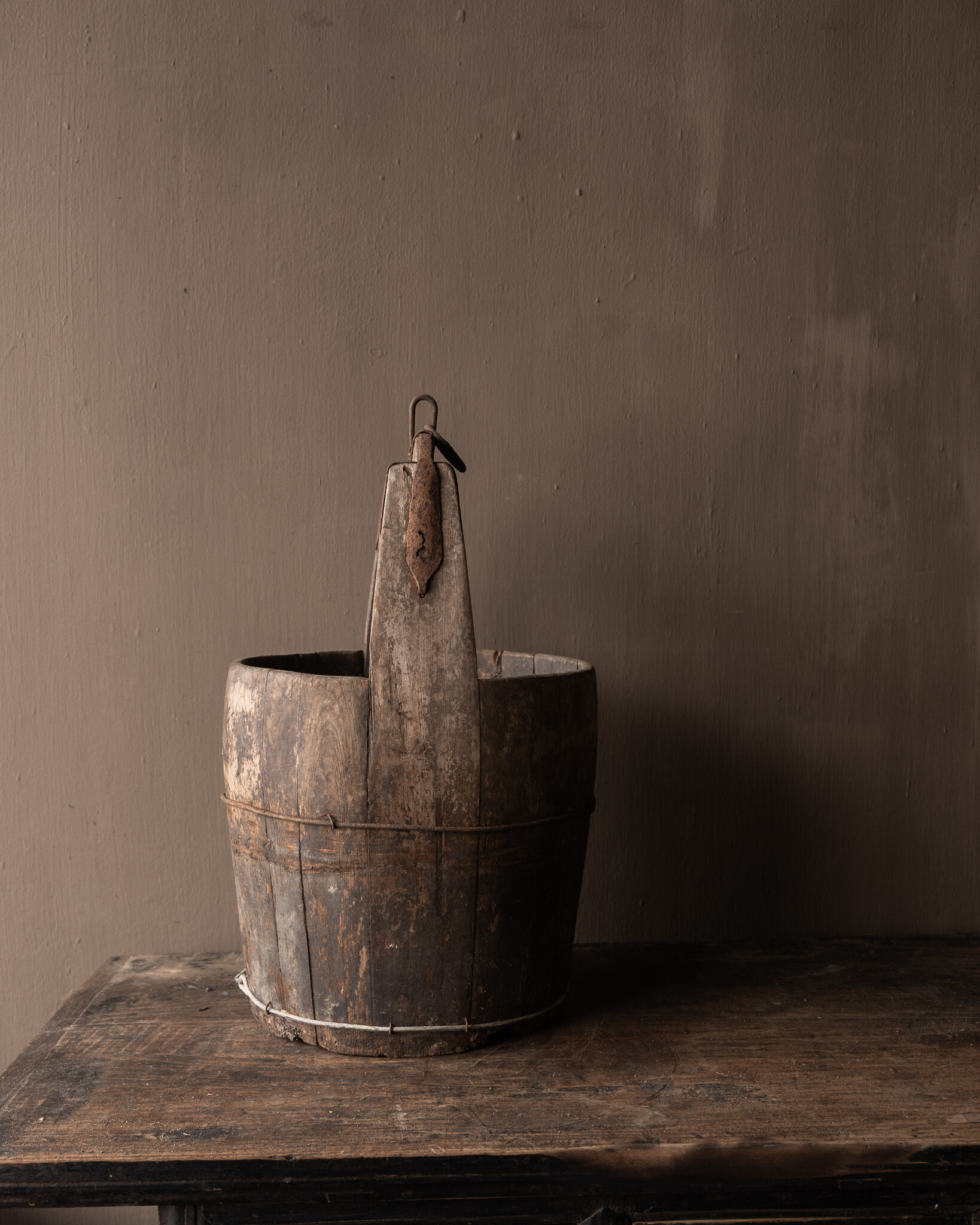 Authentieke oude houten emmer-6