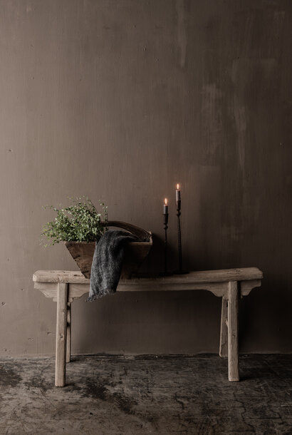 Authentic antique Chinese elmwood wooden bench