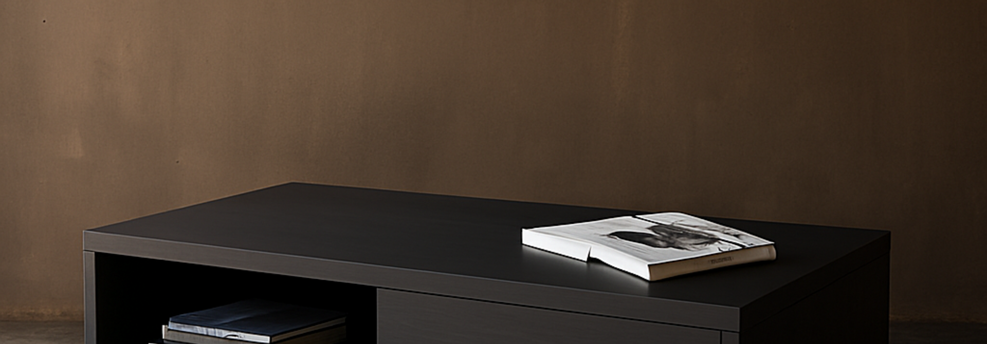 Coffee table Matt Black push to open