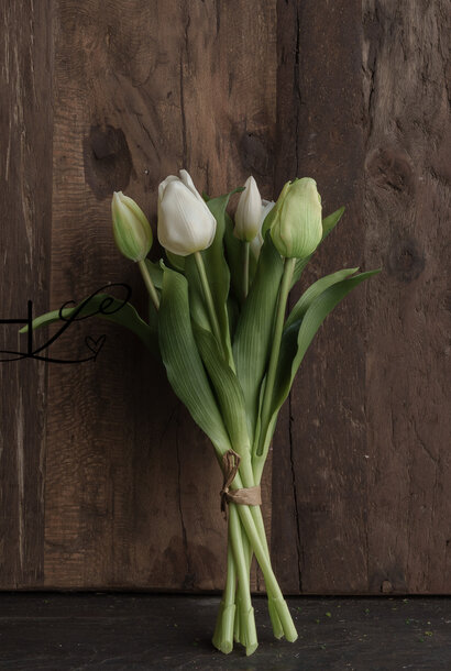 Artificial tulips Vermeer White/Green 31cm