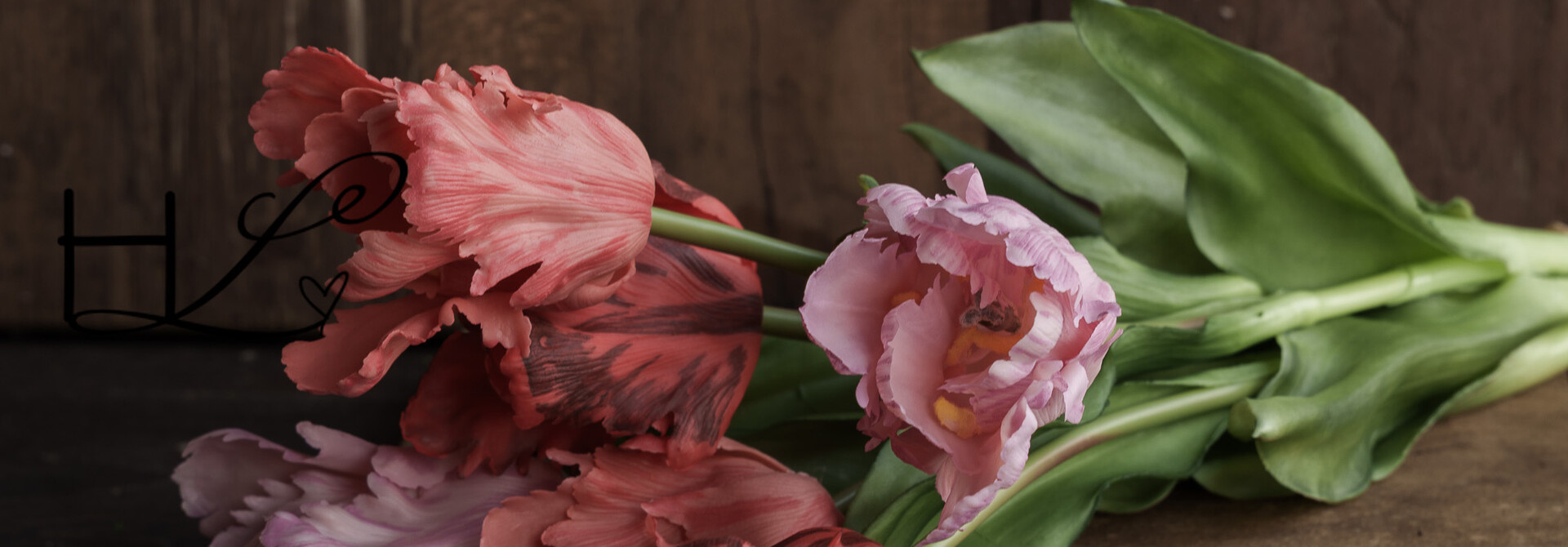 Künstlicher Tulpenpapageien-Mix, orange, lachsfarben und rosa, 51 cm