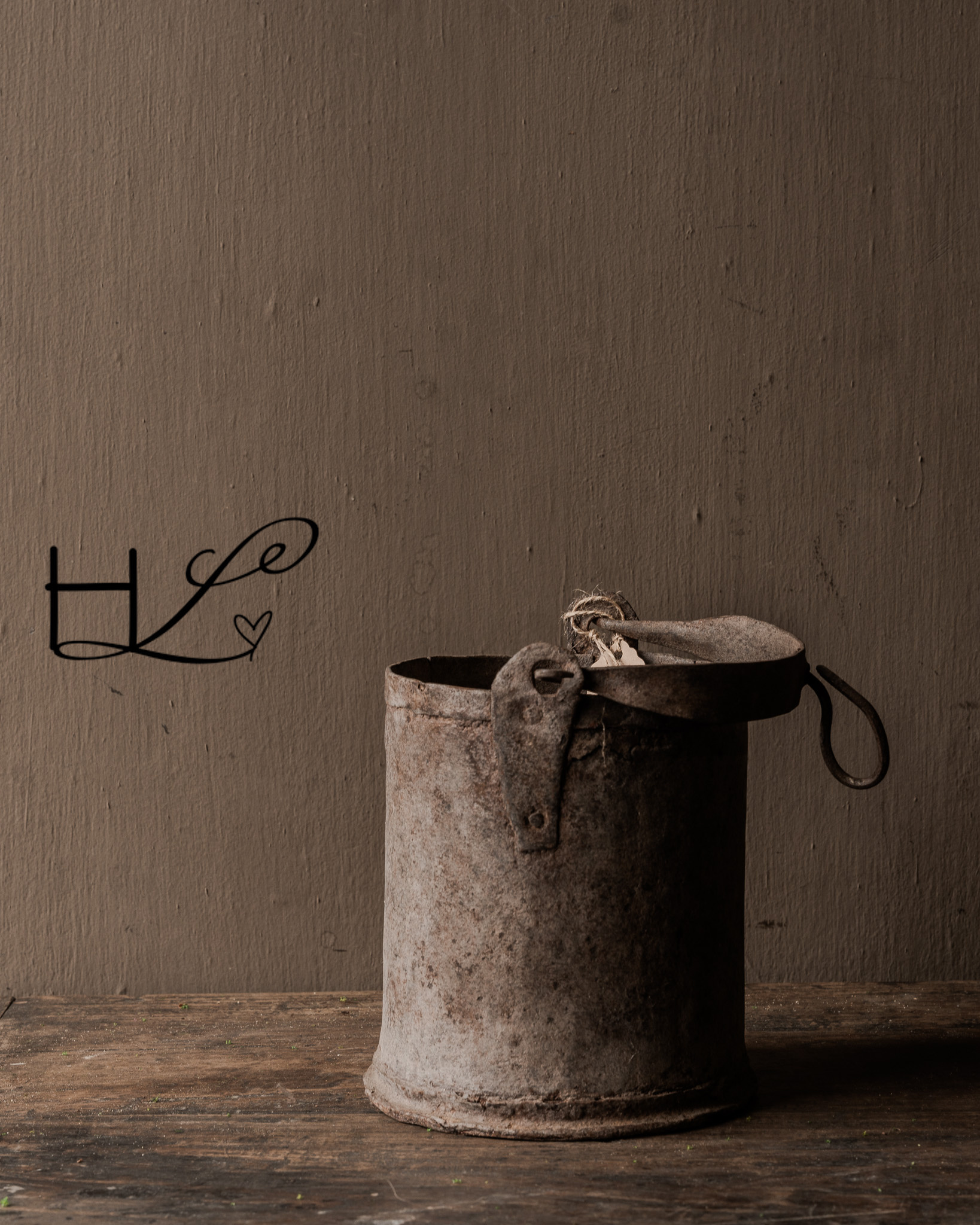 Alter Metalleimer/Topf – einzigartiges antikes Stück-4