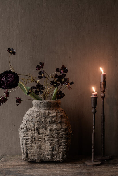 Unique old clay basket/jug